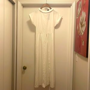 New white Spilt zipper up Long Shirt